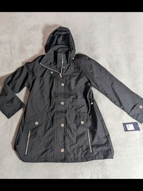 London Fog Black Hooded Utility Jacket
